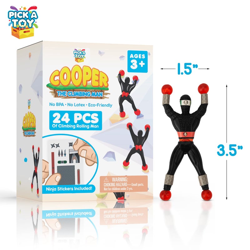 Pick A Toy 24 Sticky Wall Climbing Black Ninjas With Diy Costume Stickers - Fun Stretchy Window Crawlers  Easter Basket Stuffers Birthday Party Favors For Kids - Image 2