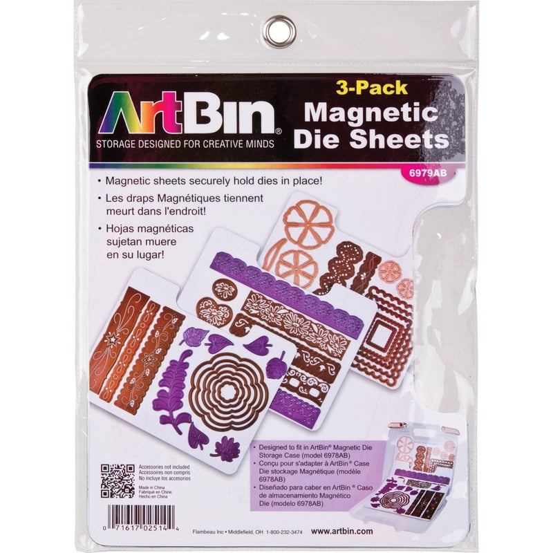 ArtBin 6979AB Magnetic Die Sheet Set 3Pack Die Organizers Magnetic Organizer Sheets 3 Sheets White