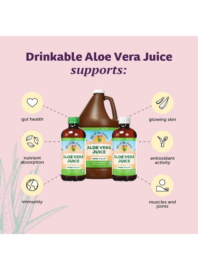 Lily Of the Desert Lily Of The Desert Aloe Vera Juice - Inner Fillet Aloe Vera Drink, Organic Aloe Juice with Natural Vitamins, Digestive Enzymes for Gut Health, Stomach Relief, Wellness, Glowing Skin, 32 Fl Oz  - Image 4