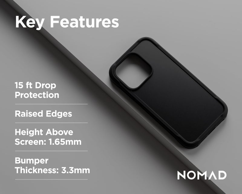 Nomad Rugged Case | for iPhone 15 Pro | Polycarbonate Protective Case with TPU Bumper | Matte PET Back | MagSafe Compatible | Shadow - Image 3