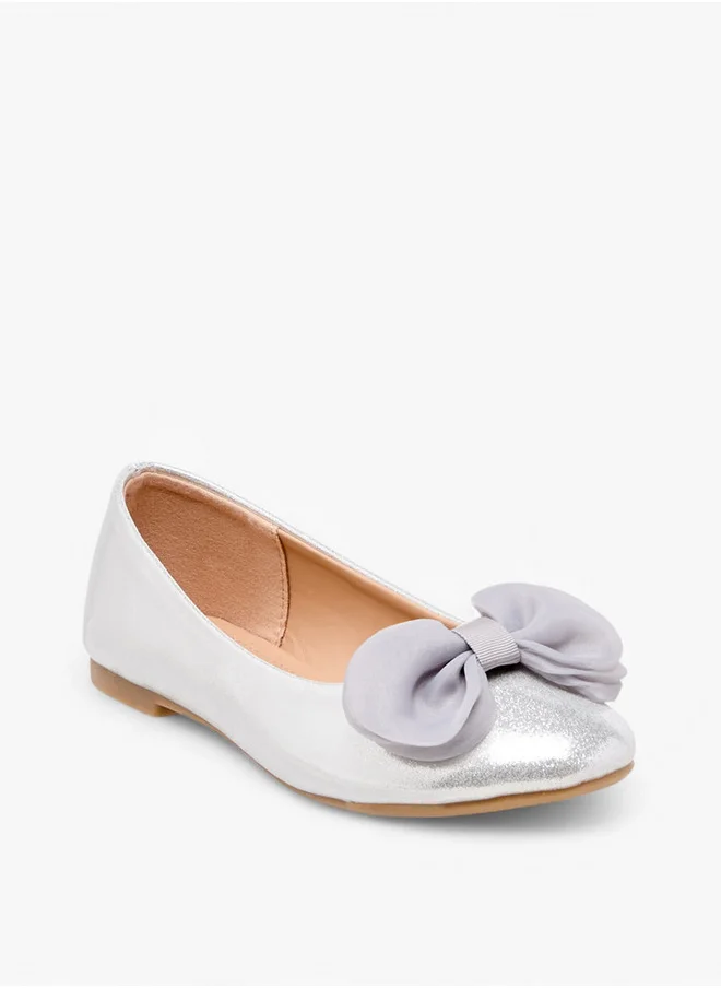Flora Bella By Shoexpress Girls Bow Accent Slip-On Ballerina Shoes