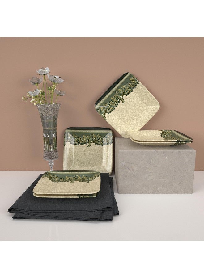 Castleite Bliss Melamine Quarter Plates Set of 6 - Size 7', Non Breakable, Square Designer Plate for Serving Snacks, Breakfast, Lunch or Dinner at Home, Kitchen, or Café, Stainless (Sandy Shores) - Image 1