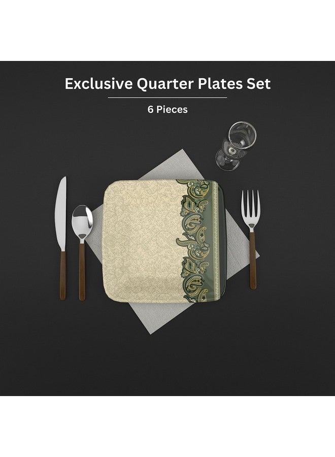Castleite Bliss Melamine Quarter Plates Set of 6 - Size 7', Non Breakable, Square Designer Plate for Serving Snacks, Breakfast, Lunch or Dinner at Home, Kitchen, or Café, Stainless (Sandy Shores) - Image 2