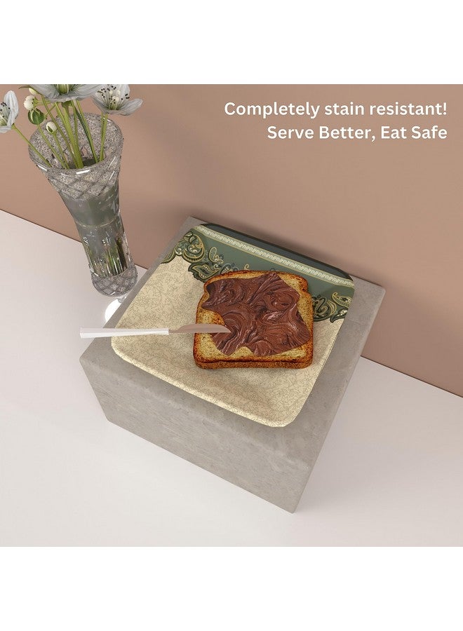 Castleite Bliss Melamine Quarter Plates Set of 6 - Size 7', Non Breakable, Square Designer Plate for Serving Snacks, Breakfast, Lunch or Dinner at Home, Kitchen, or Café, Stainless (Sandy Shores) - Image 3