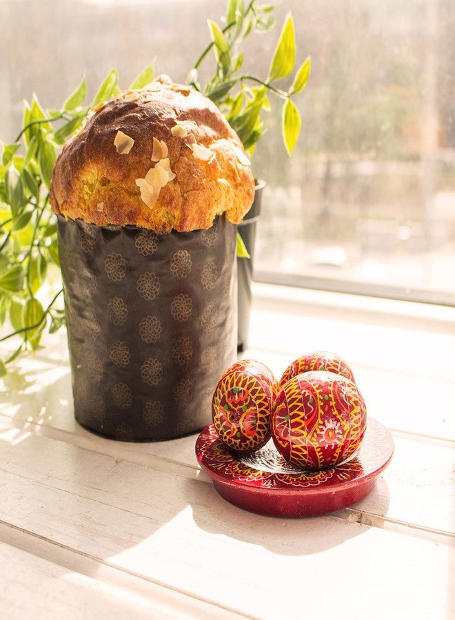 QG Group LOVARE Lot 3 Red Vintage 1.57'' Hand Painted Wooden Ukrainian Easter Egg Pysanky Mini Ornaments (Quail Eggs) on Plate - Image 4