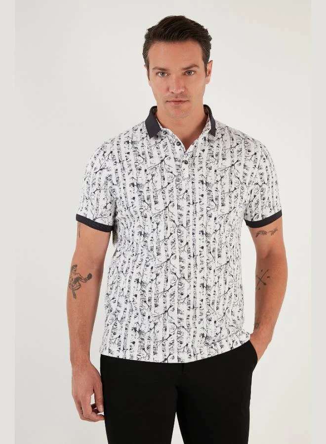 Buratti  Buratti Patterned Cotton Slim Fit Polo Collar T Shirt Men's Polo Collar T-Shirt 646B3490 for Men | Best Price UAE