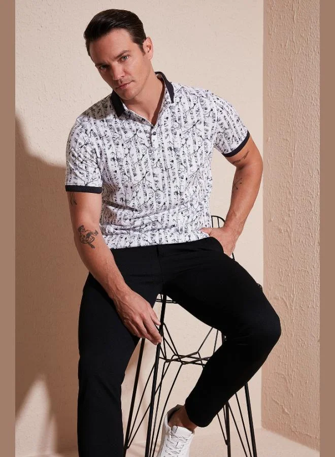 Buratti  Buratti Patterned Cotton Slim Fit Polo Collar T Shirt Men's Polo Collar T-Shirt 646B3490 for Men | Best Price UAE