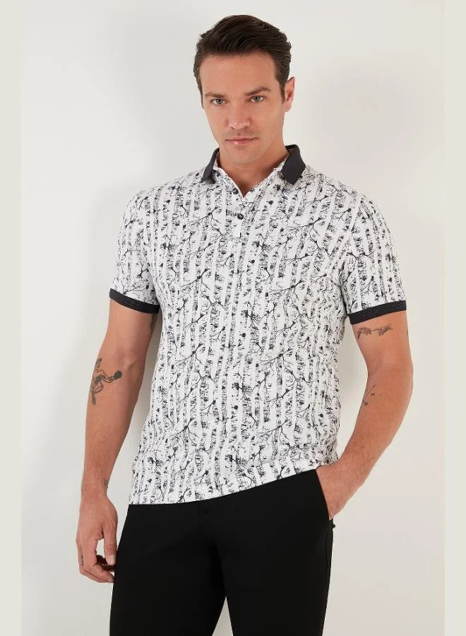 Buratti Patterned Cotton Slim Fit Polo Collar T Shirt Men's Polo Collar T-Shirt 646B3490