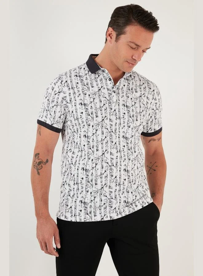 Buratti  Buratti Patterned Cotton Slim Fit Polo Collar T Shirt Men's Polo Collar T-Shirt 646B3490 for Men | Best Price UAE