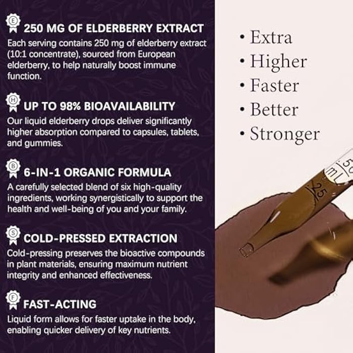 OASIS FORCE Oasisforce Organic Elderberry Syrup for Adults & Kids, 250mg Elderberry Liquid Drops for Immune Support with Vitamin C and Zinc, Immunity Supplement, Sambucus Extract Tincture, Vegan, Non-GMO, 2 Fl Oz - Image 4