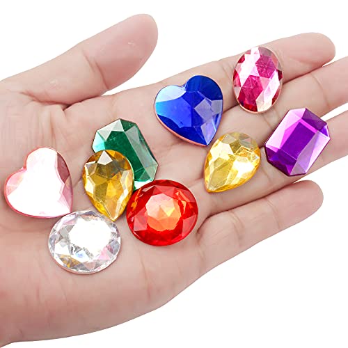 TeeLiy 1" Jewels for Crafting Assorted Colorful Flat Back Heart Shaped Jewel Gems Acrylic Rhinestones for Crafts, Manualidades Accesorios Decoraciones Costume Making Cosplay Jewels for Embelishments 120 Pack - Image 3
