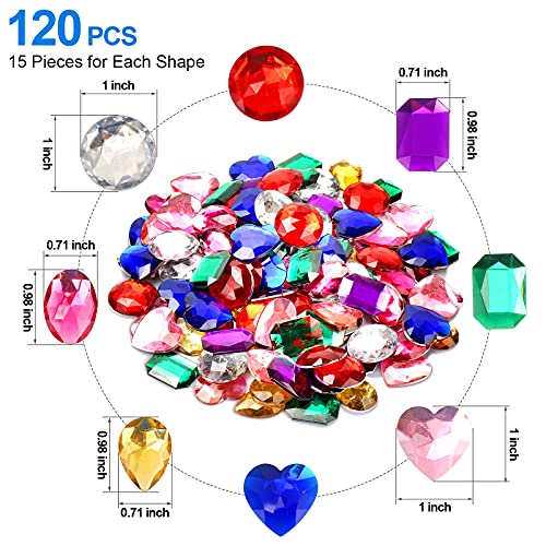 TeeLiy 1" Jewels for Crafting Assorted Colorful Flat Back Heart Shaped Jewel Gems Acrylic Rhinestones for Crafts, Manualidades Accesorios Decoraciones Costume Making Cosplay Jewels for Embelishments 120 Pack - Image 2