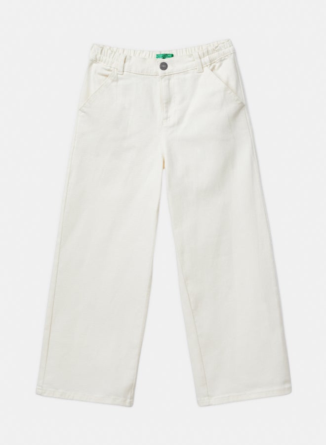 بينيتون بنطلون بنات بخصر عالي وقطعة مستقيمة - Image 1