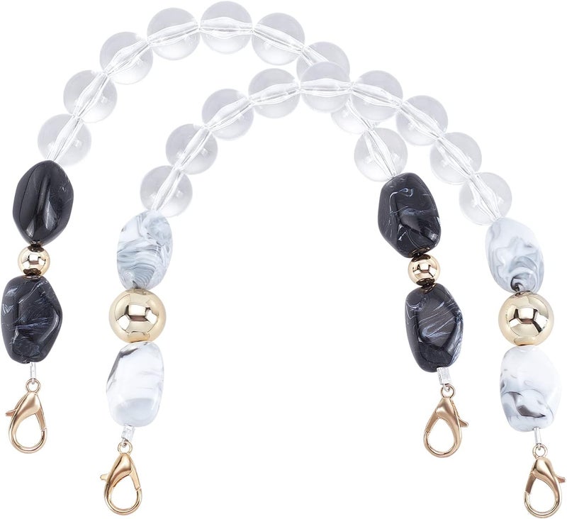 comfrt 2 Styles Acrylic Bead Handle Chain, Resin Purse Handle Chain Charms DIY Multicolor Bead Chain Strap Replacement with Gold Clasp Bag Decoration Chain for Purse Wallet Clutch Crafts Making - Image 1