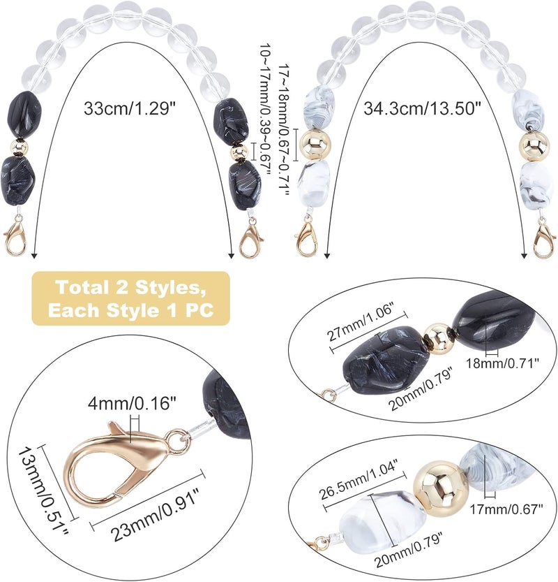 comfrt 2 Styles Acrylic Bead Handle Chain, Resin Purse Handle Chain Charms DIY Multicolor Bead Chain Strap Replacement with Gold Clasp Bag Decoration Chain for Purse Wallet Clutch Crafts Making - Image 4