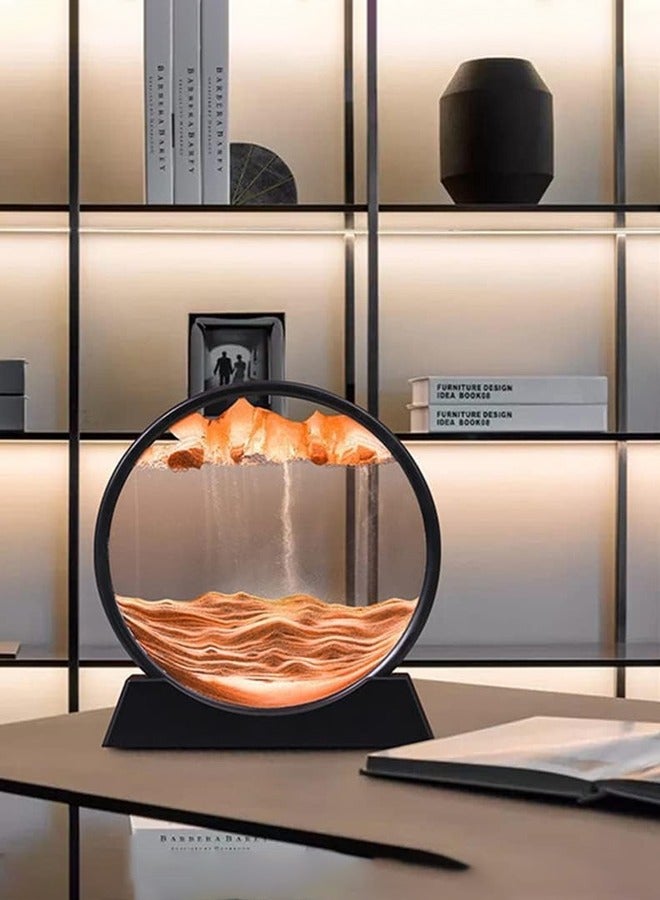 Cady One Flowing Sand Painting, 3D Art Pattern Round Glass Sand Crystal for Relaxing Quicksand Display Desktop Decor for Kids and Adults Desert Color - Image 4