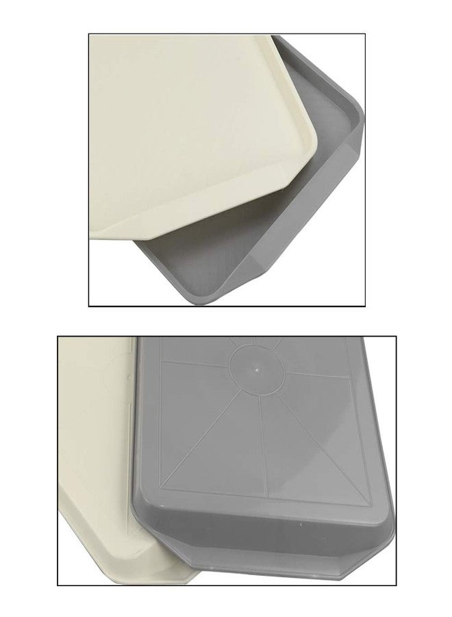 Ramddy Plastic Fast Food Trays for Eating, 4 Packs Rectangular Serving Trays, Grey Beige - Image 3