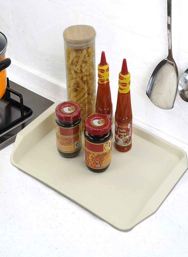 Ramddy Plastic Fast Food Trays for Eating, 4 Packs Rectangular Serving Trays, Grey Beige - Image 5