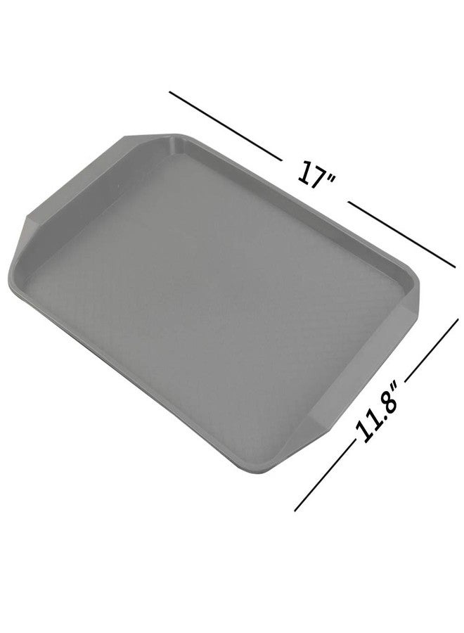 Ramddy Plastic Fast Food Trays for Eating, 4 Packs Rectangular Serving Trays, Grey Beige - Image 2