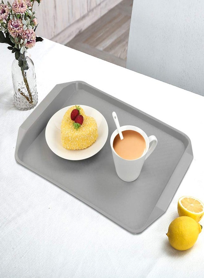 Ramddy Plastic Fast Food Trays for Eating, 4 Packs Rectangular Serving Trays, Grey Beige - Image 4