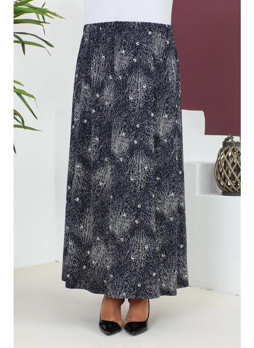 سيفا ميرفي Plus Size Pieced Viscose Skirt 4360D-02 Navy Blue