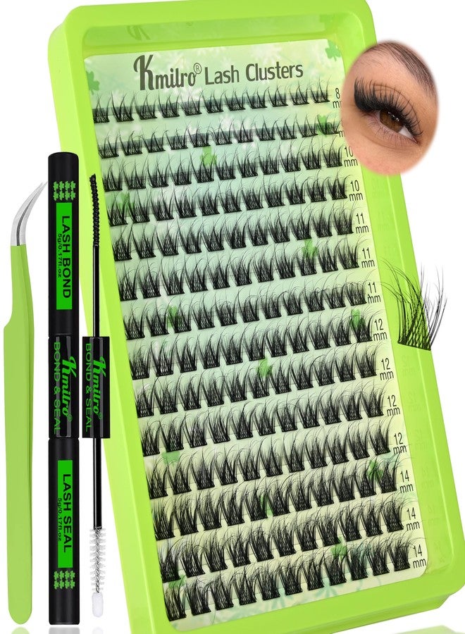 kmilro Aura Lash Clusters Kit 8-14mm C Curl - Wispy & Natural DIY Eyelash Extension Kit with Fluff Tail Design for Bedhead Effect 154pcs Individual Fake Lashes Kit 0.05mm Ultra-Thin Black Band, by Kmilro - Image 1