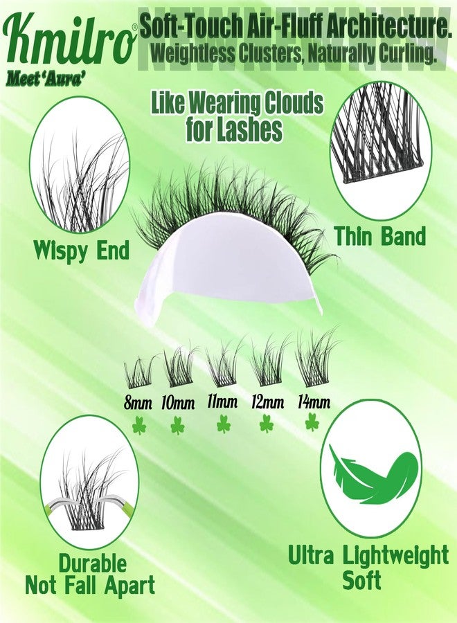 kmilro Aura Lash Clusters Kit 8-14mm C Curl - Wispy & Natural DIY Eyelash Extension Kit with Fluff Tail Design for Bedhead Effect 154pcs Individual Fake Lashes Kit 0.05mm Ultra-Thin Black Band, by Kmilro - Image 4