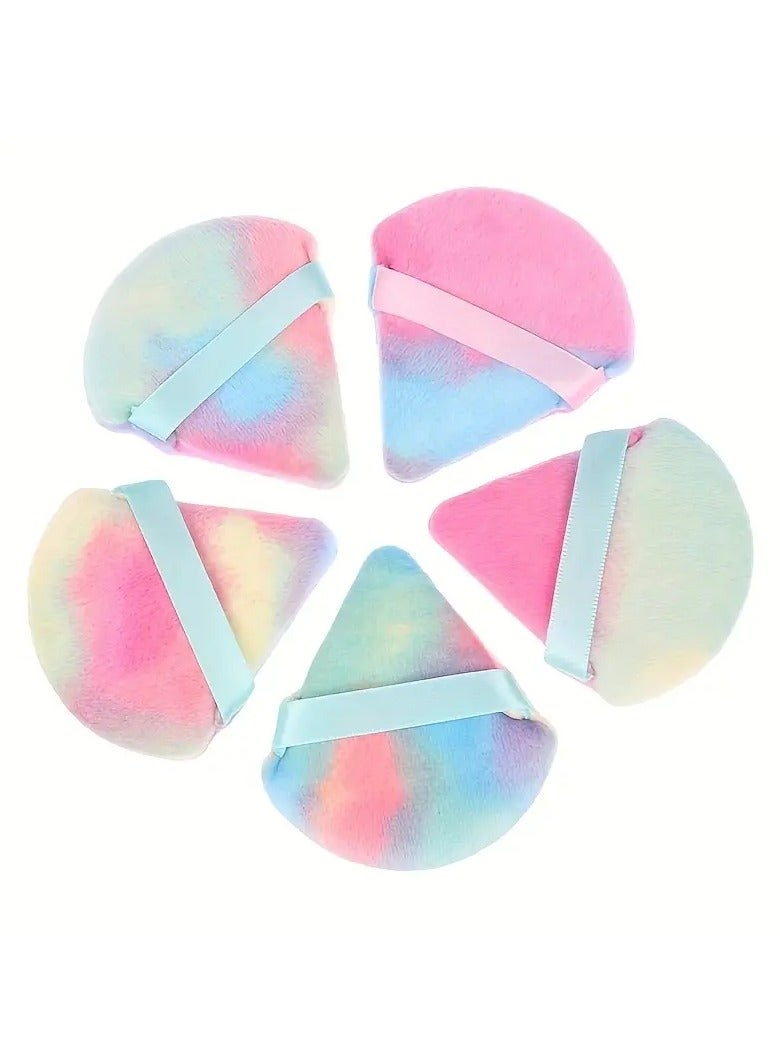 ORiTi 5 قطع من إسفنجة المكياج الملونة على شكل مثلث، إسفنجة مكياج صغيرة مخملية، إسفنجة تجميل أكبر في كريم الأساس المبلل، أدوات إسفنجة المكياج للمبتدئين - Image 1