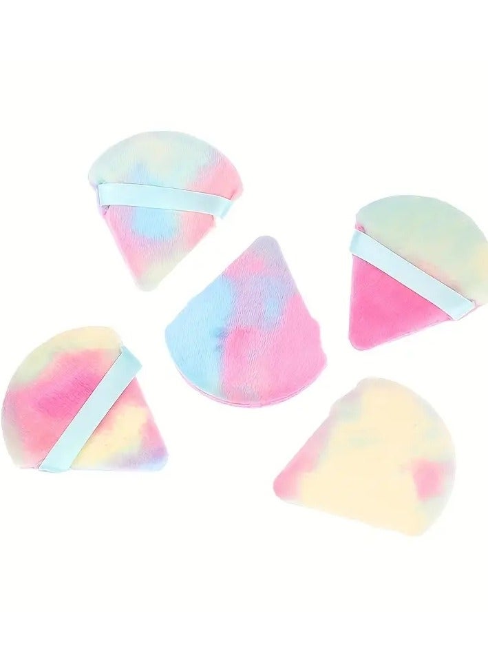 ORiTi 5 قطع من إسفنجة المكياج الملونة على شكل مثلث، إسفنجة مكياج صغيرة مخملية، إسفنجة تجميل أكبر في كريم الأساس المبلل، أدوات إسفنجة المكياج للمبتدئين - Image 4