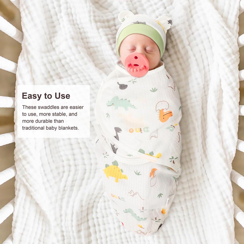 AQOKKA Baby Swaddle Sleep Sacks with Bear Ear Hats Cotton Adjustable Swaddle Blankets Wrap Nursery Swaddles for Newborns Boy Girl Infant 0-3 Months - Image 2