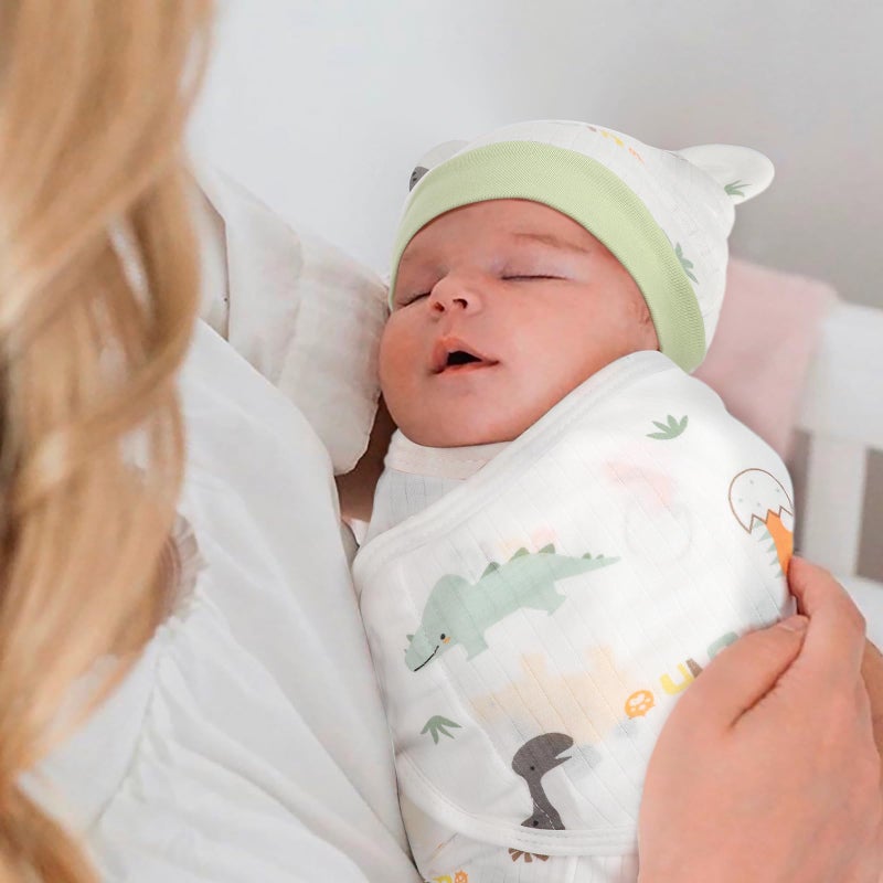 AQOKKA Baby Swaddle Sleep Sacks with Bear Ear Hats Cotton Adjustable Swaddle Blankets Wrap Nursery Swaddles for Newborns Boy Girl Infant 0-3 Months - Image 3