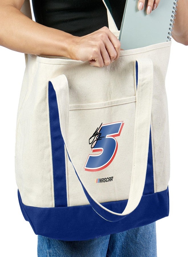 Northwest NASCAR Kyle Larson Number Royal Canvas Tote Bag with Colored Strap, 15x21 Inch - Image 3