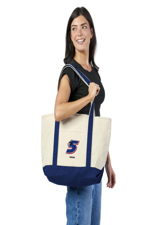 Northwest NASCAR Kyle Larson Number Royal Canvas Tote Bag with Colored Strap, 15x21 Inch - Image 2