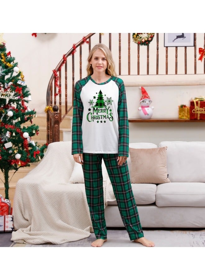CCOVERY Matching Family Pajamas Sets Holiday Long Sleeve Festival Pajamas Round Neck Print Xmas Pjs Matching Set Casual Soft Home Sleepwear Loungewear - Image 3