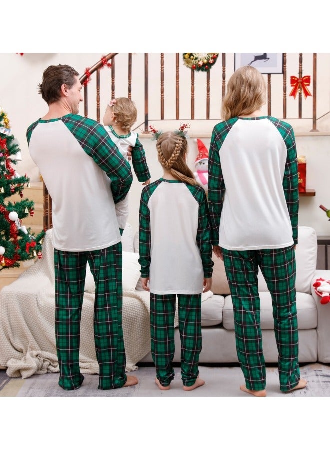 CCOVERY Matching Family Pajamas Sets Holiday Long Sleeve Festival Pajamas Round Neck Print Xmas Pjs Matching Set Casual Soft Home Sleepwear Loungewear - Image 2