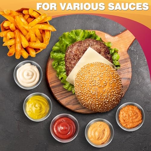 LAGARTO 12 Pcs Dipping Sauce Cups – 2.5 Oz Dip Cups with Stackable Design & 2.3″ Diameter, Precision Capacity for Portion Control – Durable Stainless Steel Build, Suited for Hot & Cold Sauces - Image 5