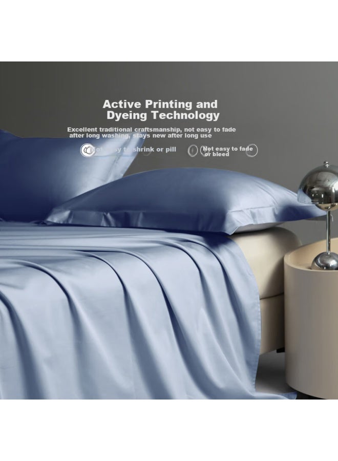 La Torretta Bed Sheet Single Piece, 100-count Long-staple Cotton, Solid Color Pure Cotton Hotel Bedding Sheet, Twilight Blue, 245*250cm