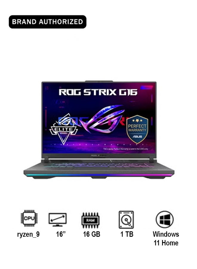 أسوس ROG Strix G16 Laptop With 16-Inch Display, AMD Ryzen 9 8940HX Processor/16GB RAM/1TB SSD/Windows 11 Home Arabic Eclipse Gray - Image 1