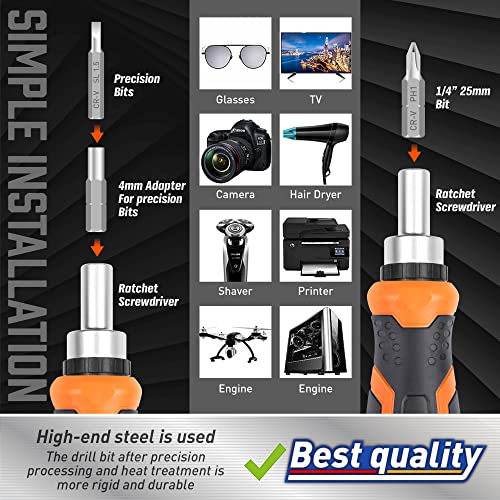 Amartisan 22 IN 1 Ratchet Screwdriver Set, Precision Multi-bit Ratchet Screw Drivers, Slotted/Philips/Pozi/Torx - Image 4