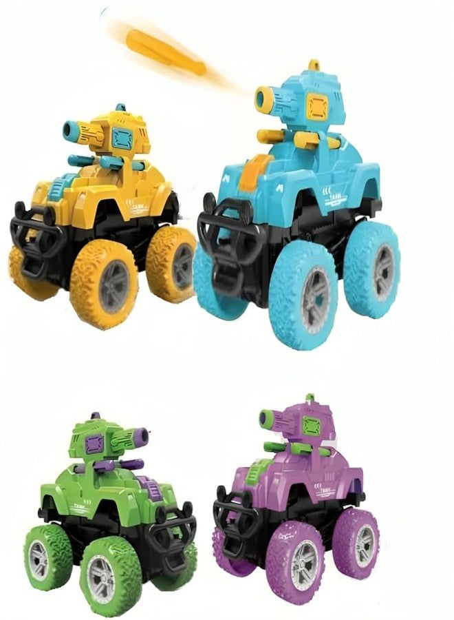Sky Tech® Monster Tank Launcher Car Truck Friction Powered Cars Toy Monster Toys for Boys 3-7 Years Old 360 Degree Stunt 4wd Push go Truck for Toddlers Kids Gift (Pack of 4 Car) - Image 4