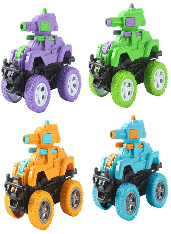 Sky Tech® Monster Tank Launcher Car Truck Friction Powered Cars Toy Monster Toys for Boys 3-7 Years Old 360 Degree Stunt 4wd Push go Truck for Toddlers Kids Gift (Pack of 4 Car) - Image 1