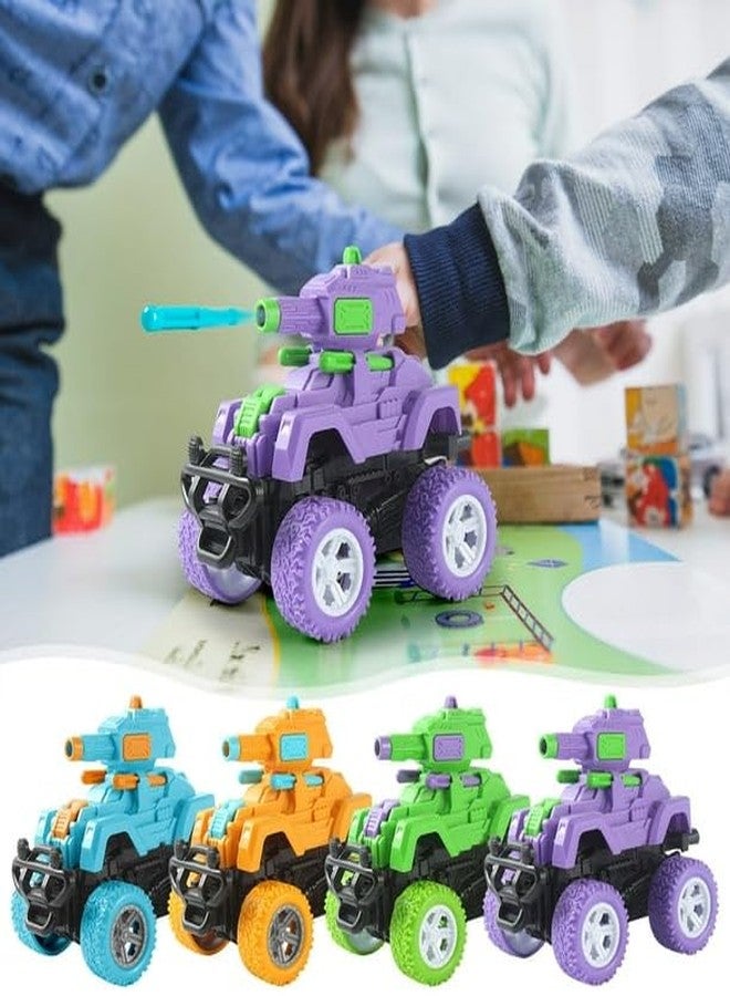 Sky Tech® Monster Tank Launcher Car Truck Friction Powered Cars Toy Monster Toys for Boys 3-7 Years Old 360 Degree Stunt 4wd Push go Truck for Toddlers Kids Gift (Pack of 4 Car) - Image 2