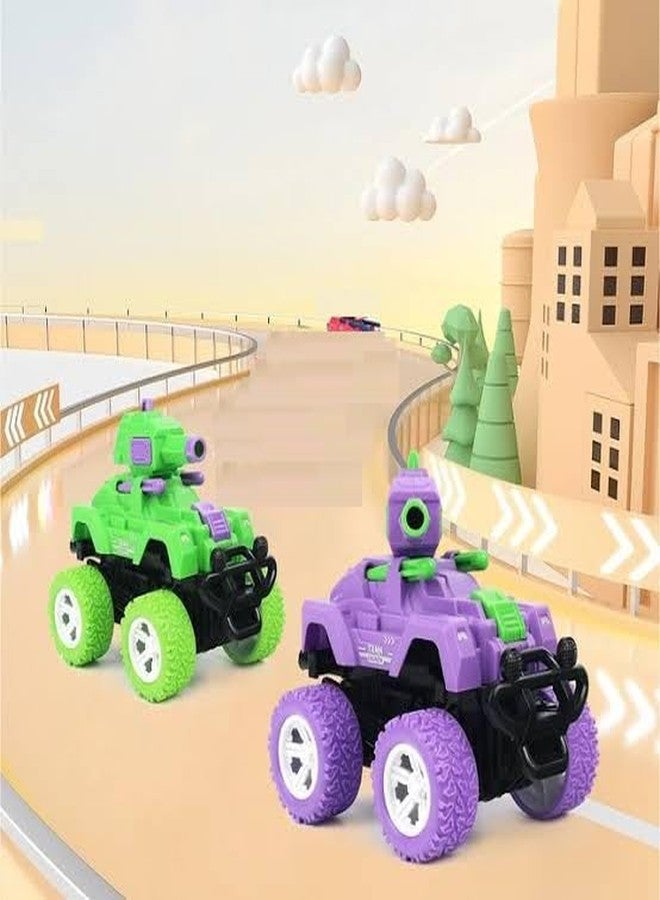 Sky Tech® Monster Tank Launcher Car Truck Friction Powered Cars Toy Monster Toys for Boys 3-7 Years Old 360 Degree Stunt 4wd Push go Truck for Toddlers Kids Gift (Pack of 4 Car) - Image 3