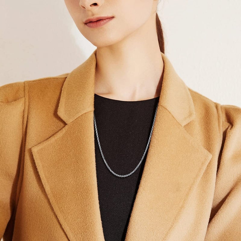 PDTJMTG 925 Sterling Silver Rope Chain 1.5MM, 2MM, 3MM, 3.5MM Diamond Cut Braided Rope Twist Link Chain Necklace Clasp for Men Women 18, 20, 22, 24, 26 Inch (1.5mm, 26 Inches) - Image 2