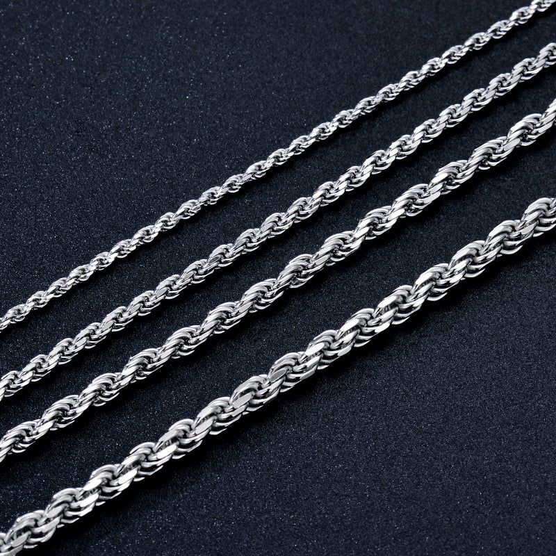 PDTJMTG 925 Sterling Silver Rope Chain 1.5MM, 2MM, 3MM, 3.5MM Diamond Cut Braided Rope Twist Link Chain Necklace Clasp for Men Women 18, 20, 22, 24, 26 Inch (1.5mm, 26 Inches) - Image 4