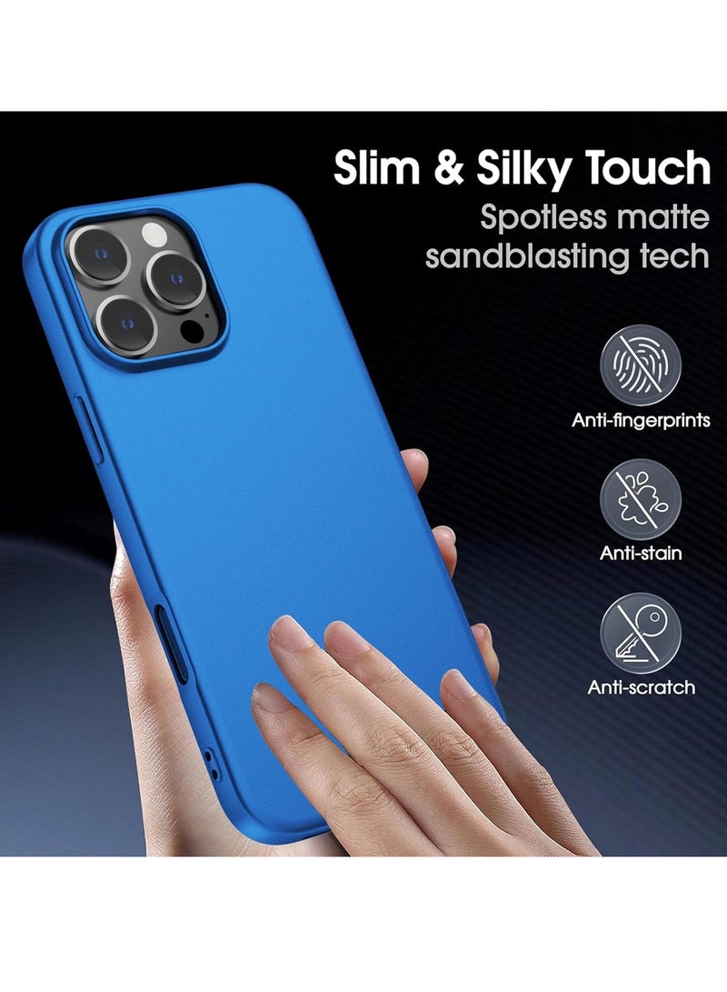 ELTRAZONE iPhone 16 Pro Max Case Ultra-Thin Matte Cover with Camera Lens & Screen Protectors, Slim Shockproof Soft Touch Phone Case - Blue - Image 3