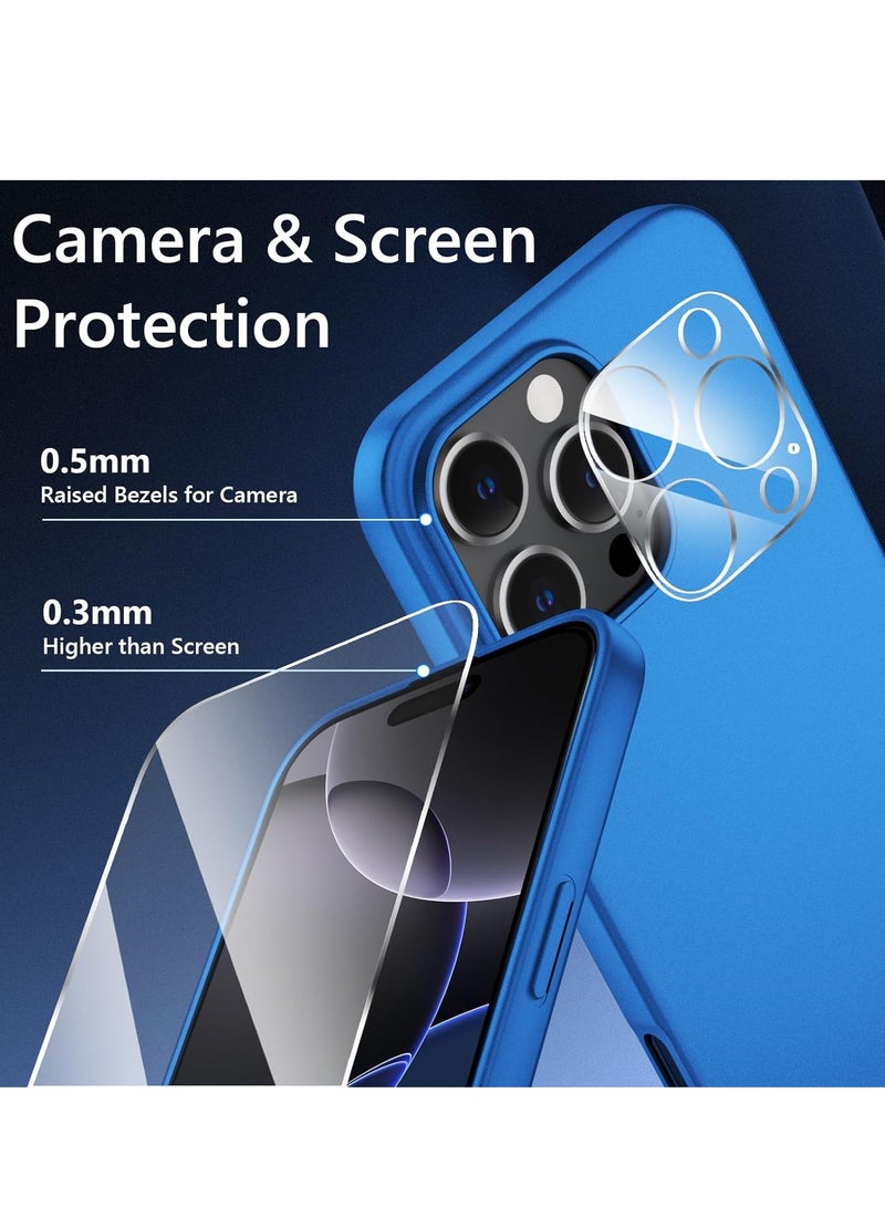 ELTRAZONE iPhone 16 Pro Max Case Ultra-Thin Matte Cover with Camera Lens & Screen Protectors, Slim Shockproof Soft Touch Phone Case - Blue - Image 4