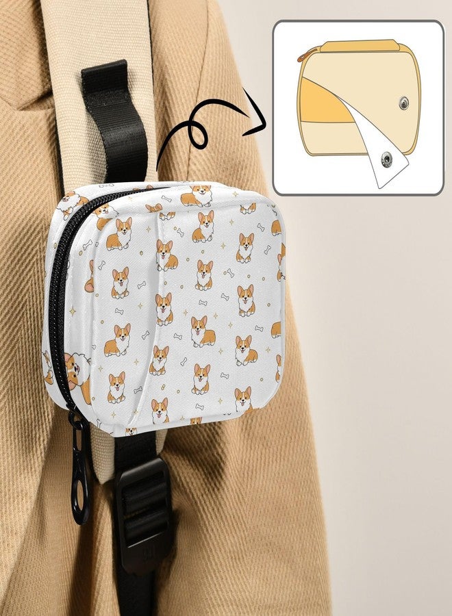 Pfrewn Cute Corgi Dog Pill Organizer Case Yellow Puppy Bone 7 Day Travel Pill Box with Zipper Portable Weekly Vitamin Medicine Supplement Holder Pouch Bag - Image 3