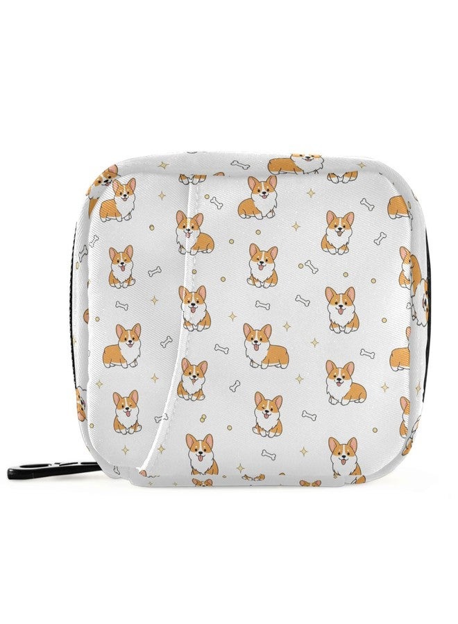 Pfrewn Cute Corgi Dog Pill Organizer Case Yellow Puppy Bone 7 Day Travel Pill Box with Zipper Portable Weekly Vitamin Medicine Supplement Holder Pouch Bag - Image 1