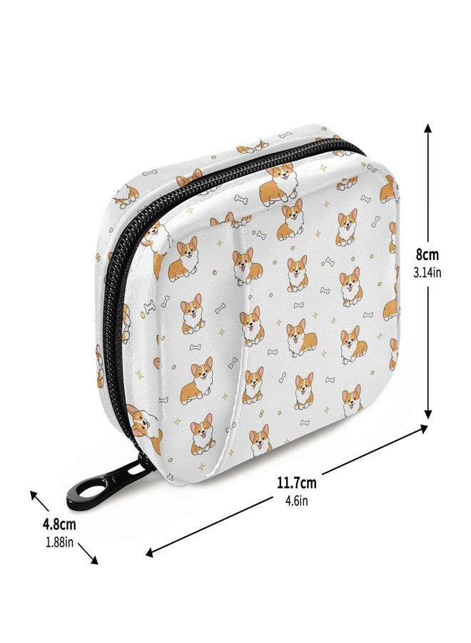 Pfrewn Cute Corgi Dog Pill Organizer Case Yellow Puppy Bone 7 Day Travel Pill Box with Zipper Portable Weekly Vitamin Medicine Supplement Holder Pouch Bag - Image 4